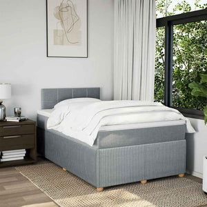 Κρεβάτι Boxspring με Στρώμα Ανοιχτό Γκρι 120x190 εκ. Υφασμάτινο - Pakobazaar