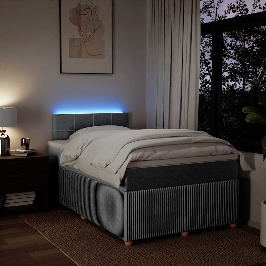 Κρεβάτι Boxspring με Στρώμα Ανοιχτό Γκρι 120x190 εκ. Υφασμάτινο - Pakobazaar