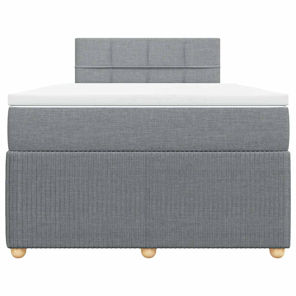 Κρεβάτι Boxspring με Στρώμα Ανοιχτό Γκρι 120x190 εκ. Υφασμάτινο - Pakobazaar