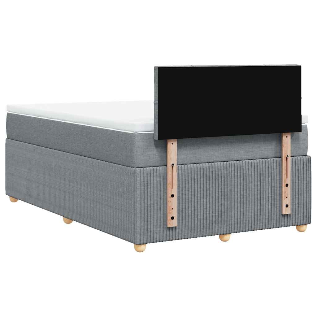 Κρεβάτι Boxspring με Στρώμα Ανοιχτό Γκρι 120x190 εκ. Υφασμάτινο - Pakobazaar