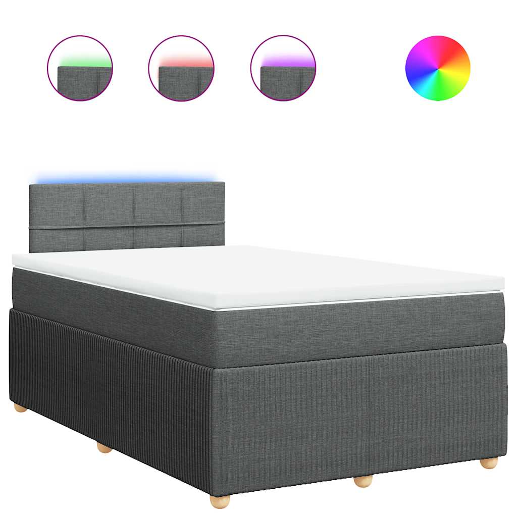 Κρεβάτι Boxspring με Στρώμα Σκούρο Γκρι 120x190 εκ Υφασμάτινο - Pakobazaar