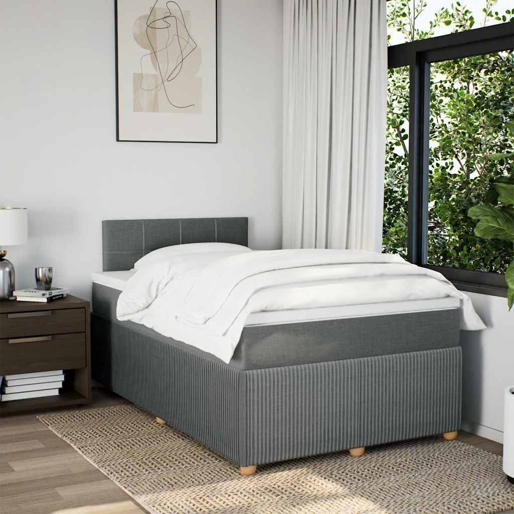 Κρεβάτι Boxspring με Στρώμα Σκούρο Γκρι 120x190 εκ Υφασμάτινο - Pakobazaar
