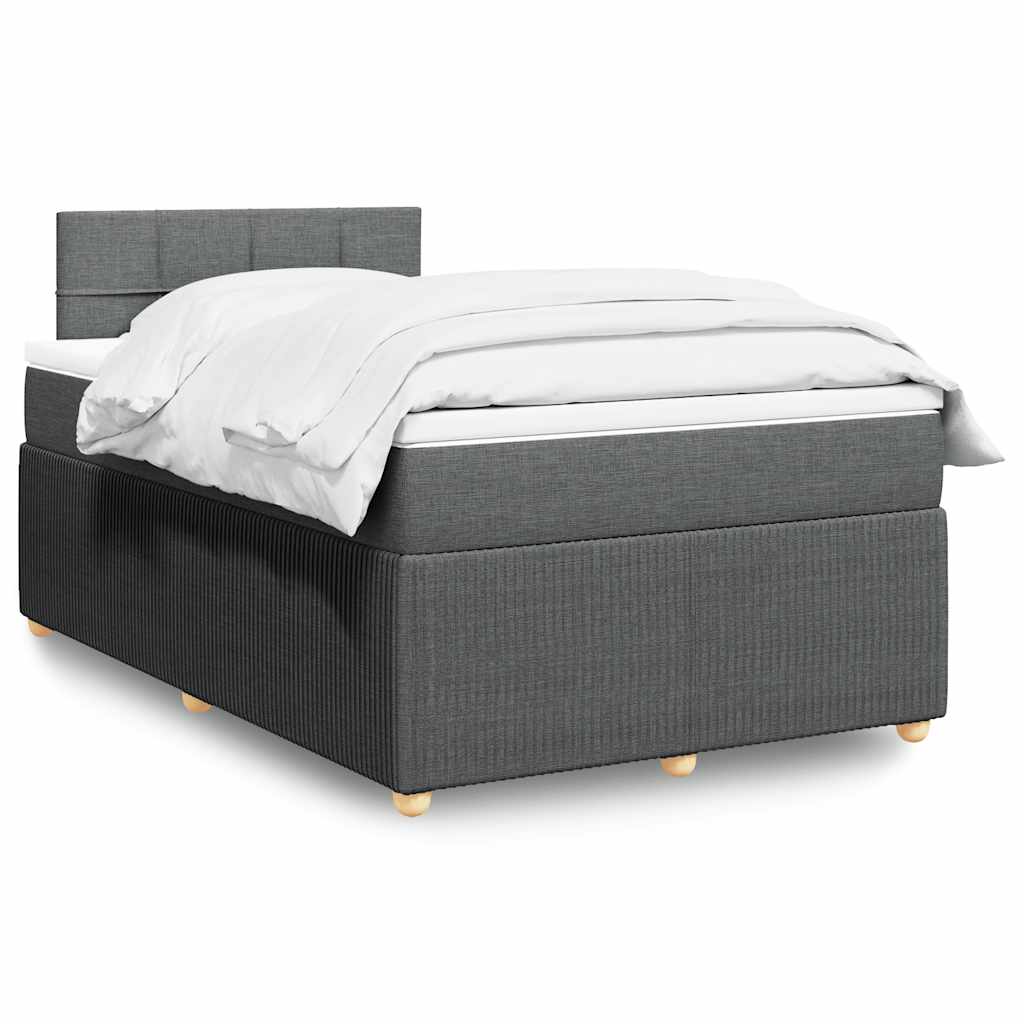 Κρεβάτι Boxspring με Στρώμα Σκούρο Γκρι 120x190 εκ Υφασμάτινο - Pakobazaar
