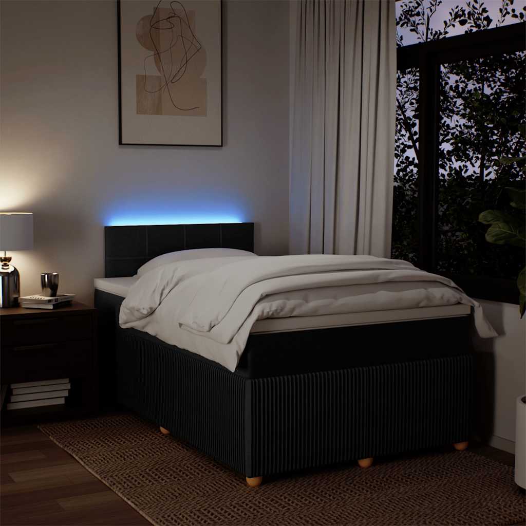 Κρεβάτι Boxspring με Στρώμα Μαύρο 120x190 εκ. Υφασμάτινο - Pakobazaar