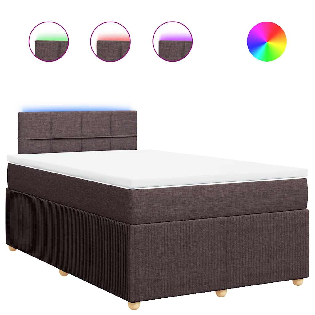 Κρεβάτι Boxspring με Στρώμα Σκούρο Καφέ 120x190 εκ Υφασμάτινο
