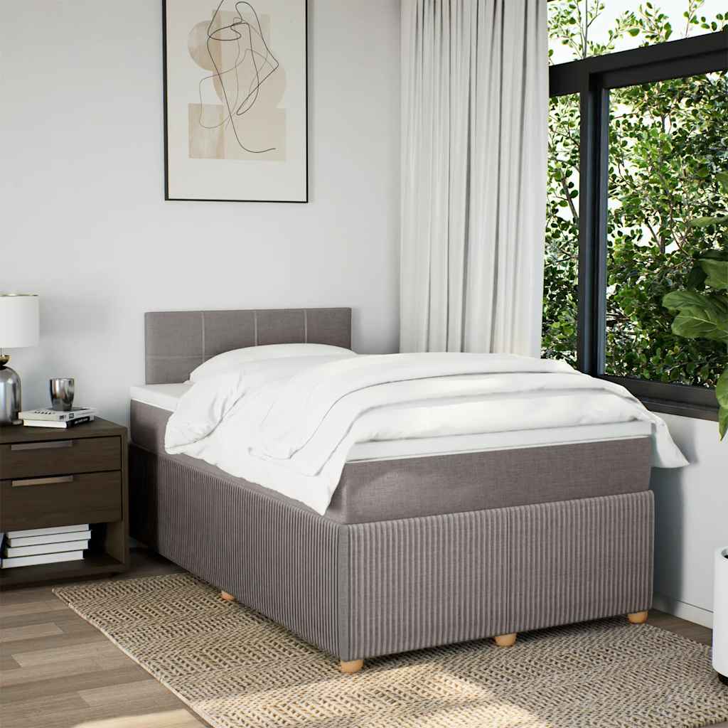 Κρεβάτι Boxspring με Στρώμα Taupe 120x190 εκ. Υφασμάτινο - Pakobazaar