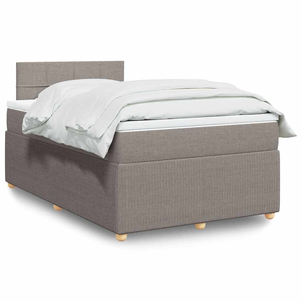 Κρεβάτι Boxspring με Στρώμα Taupe 120x190 εκ. Υφασμάτινο - Pakobazaar