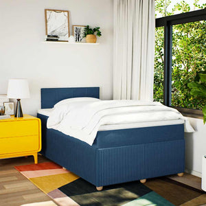 Κρεβάτι Boxspring με Στρώμα Μπλε 120x190 εκ. Υφασμάτινο - Pakobazaar