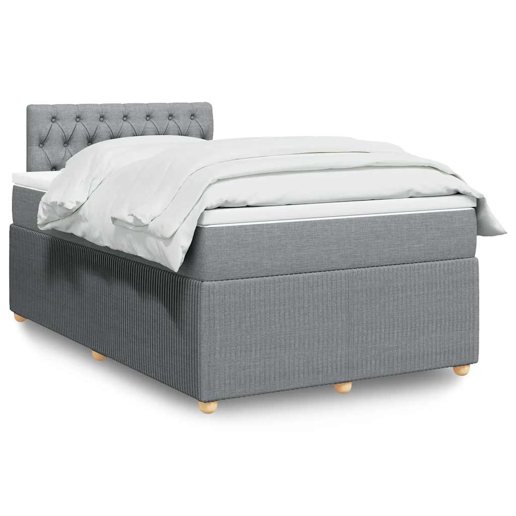 Κρεβάτι Boxspring με Στρώμα Ανοιχτό Γκρι 120x190 εκ. Υφασμάτινο - Pakobazaar