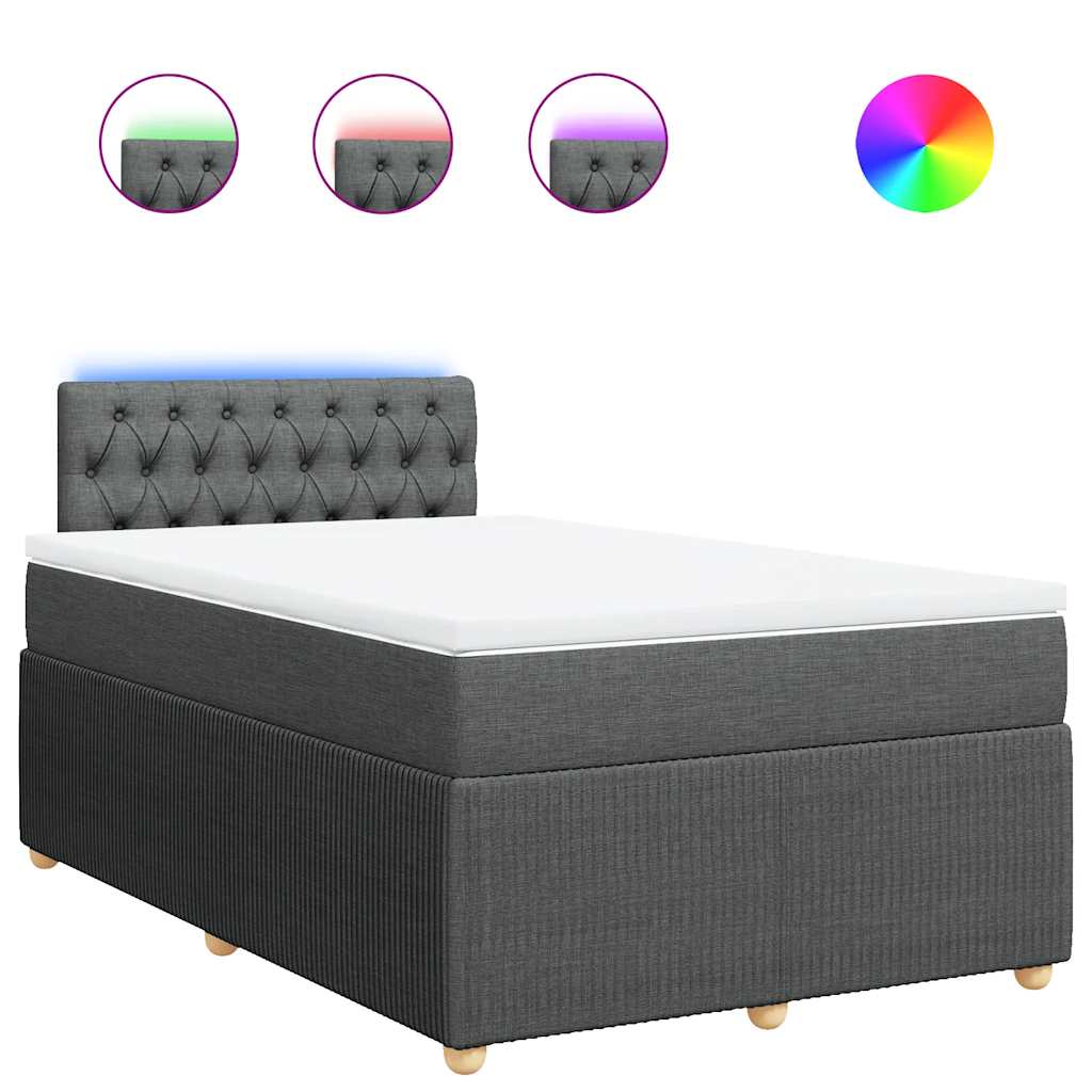 Κρεβάτι Boxspring με Στρώμα Σκούρο Γκρι 120x190 εκ Υφασμάτινο - Pakobazaar