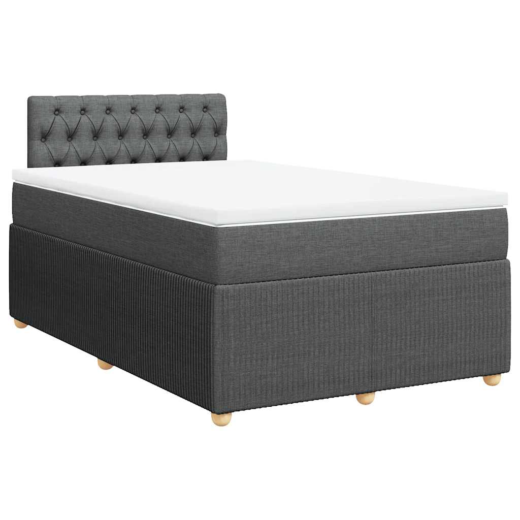 Κρεβάτι Boxspring με Στρώμα Σκούρο Γκρι 120x190 εκ Υφασμάτινο - Pakobazaar