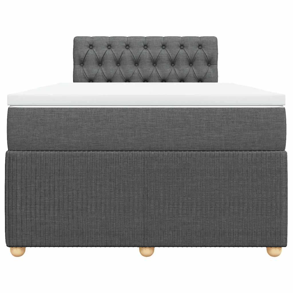 Κρεβάτι Boxspring με Στρώμα Σκούρο Γκρι 120x190 εκ Υφασμάτινο - Pakobazaar