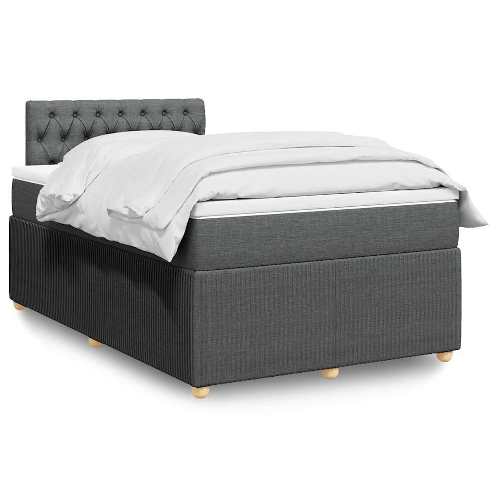 Κρεβάτι Boxspring με Στρώμα Σκούρο Γκρι 120x190 εκ Υφασμάτινο - Pakobazaar
