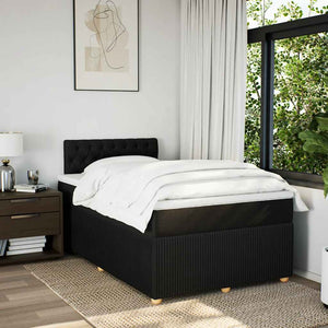 Κρεβάτι Boxspring με Στρώμα Μαύρο 120x190 εκ. Υφασμάτινο - Pakobazaar