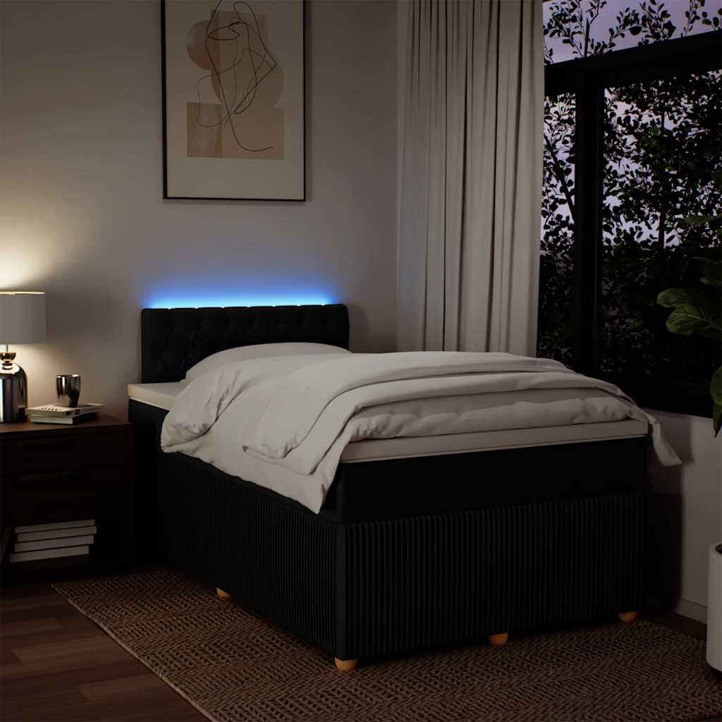 Κρεβάτι Boxspring με Στρώμα Μαύρο 120x190 εκ. Υφασμάτινο - Pakobazaar