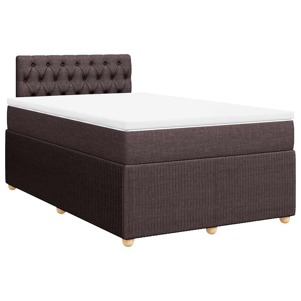 Κρεβάτι Boxspring με Στρώμα Σκούρο Καφέ 120x190 εκ Υφασμάτινο