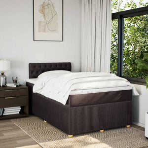 Κρεβάτι Boxspring με Στρώμα Σκούρο Καφέ 120x190 εκ Υφασμάτινο