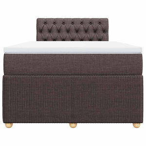 Κρεβάτι Boxspring με Στρώμα Σκούρο Καφέ 120x190 εκ Υφασμάτινο