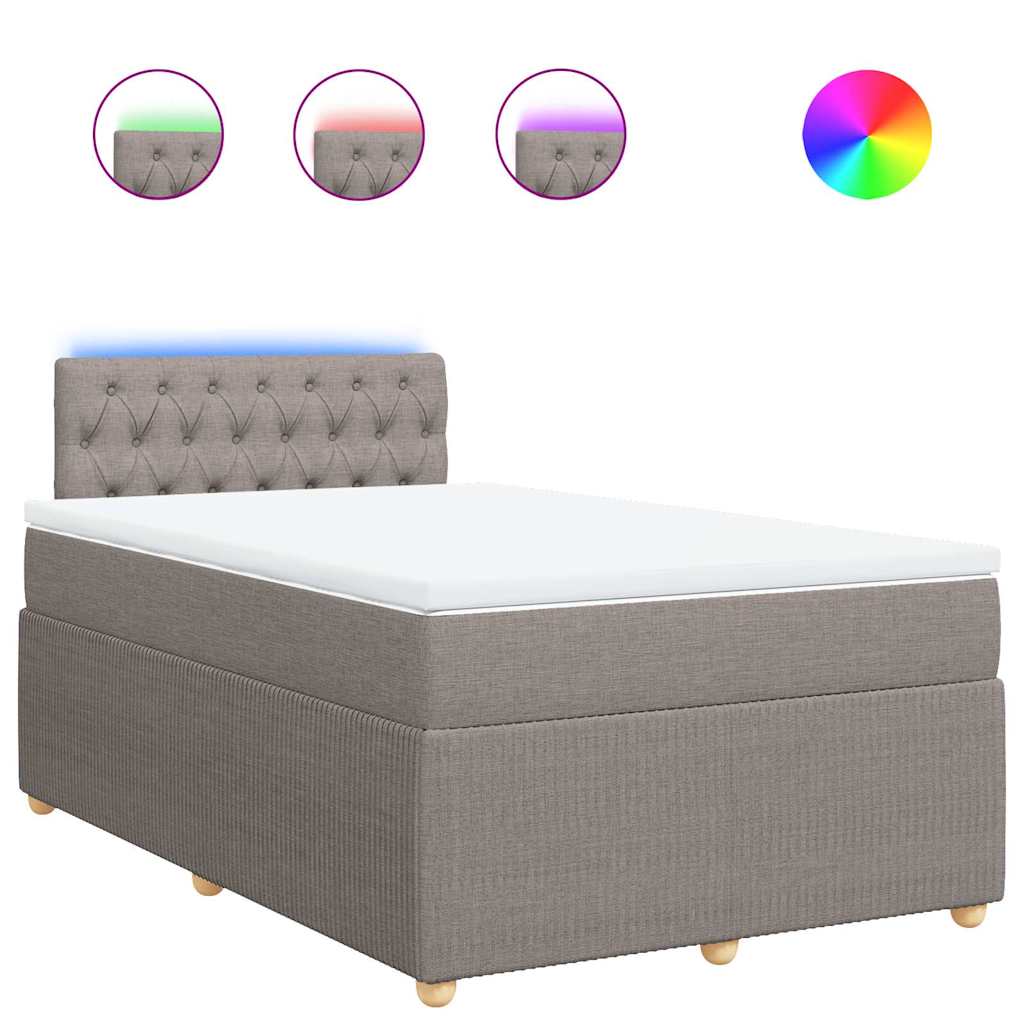 Κρεβάτι Boxspring με Στρώμα Taupe 120x190 εκ. Υφασμάτινο - Pakobazaar