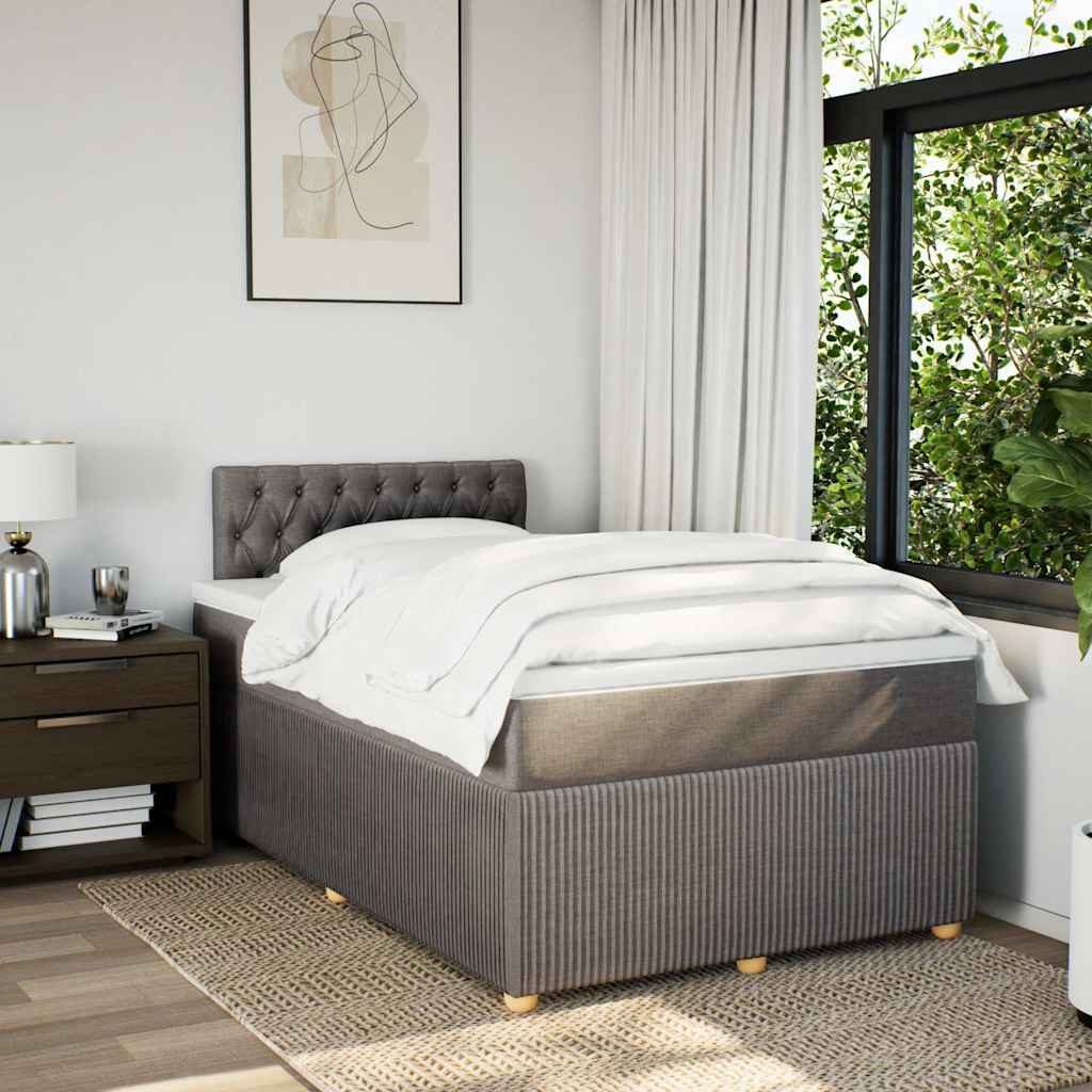 Κρεβάτι Boxspring με Στρώμα Taupe 120x190 εκ. Υφασμάτινο - Pakobazaar