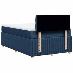 Κρεβάτι Boxspring με Στρώμα Μπλε 120x190 εκ. Υφασμάτινο - Pakobazaar