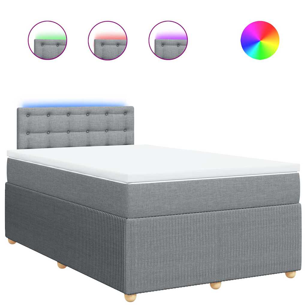 Κρεβάτι Boxspring με Στρώμα Ανοιχτό Γκρι 120x190 εκ. Υφασμάτινο - Pakobazaar