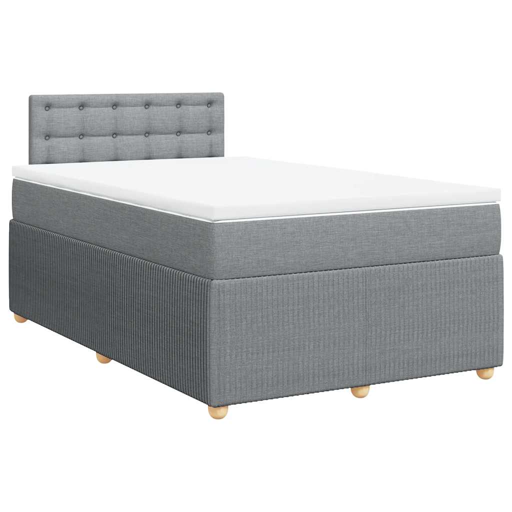 Κρεβάτι Boxspring με Στρώμα Ανοιχτό Γκρι 120x190 εκ. Υφασμάτινο - Pakobazaar