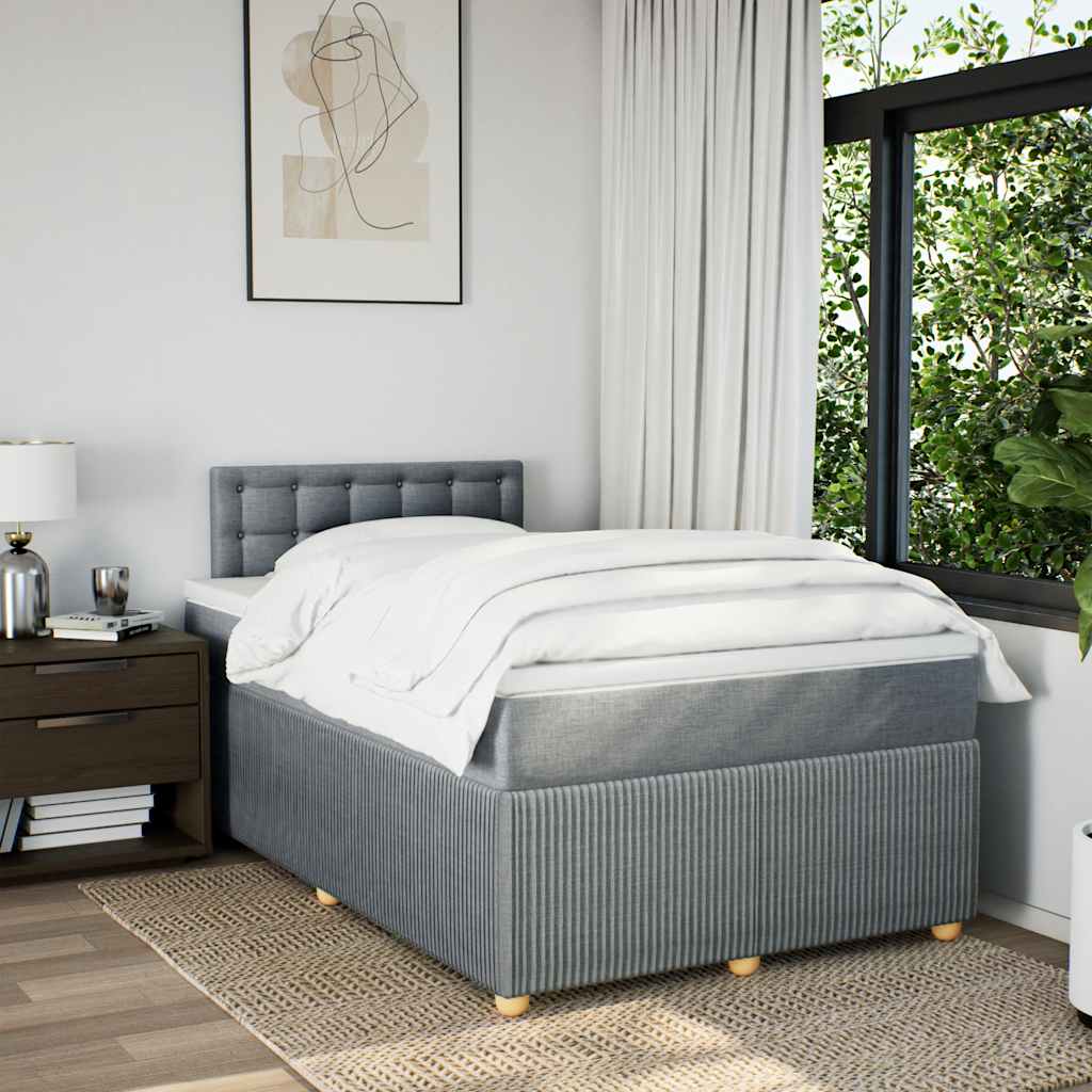 Κρεβάτι Boxspring με Στρώμα Ανοιχτό Γκρι 120x190 εκ. Υφασμάτινο - Pakobazaar