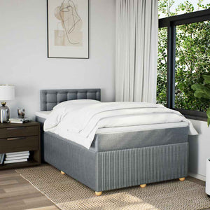 Κρεβάτι Boxspring με Στρώμα Ανοιχτό Γκρι 120x190 εκ. Υφασμάτινο - Pakobazaar