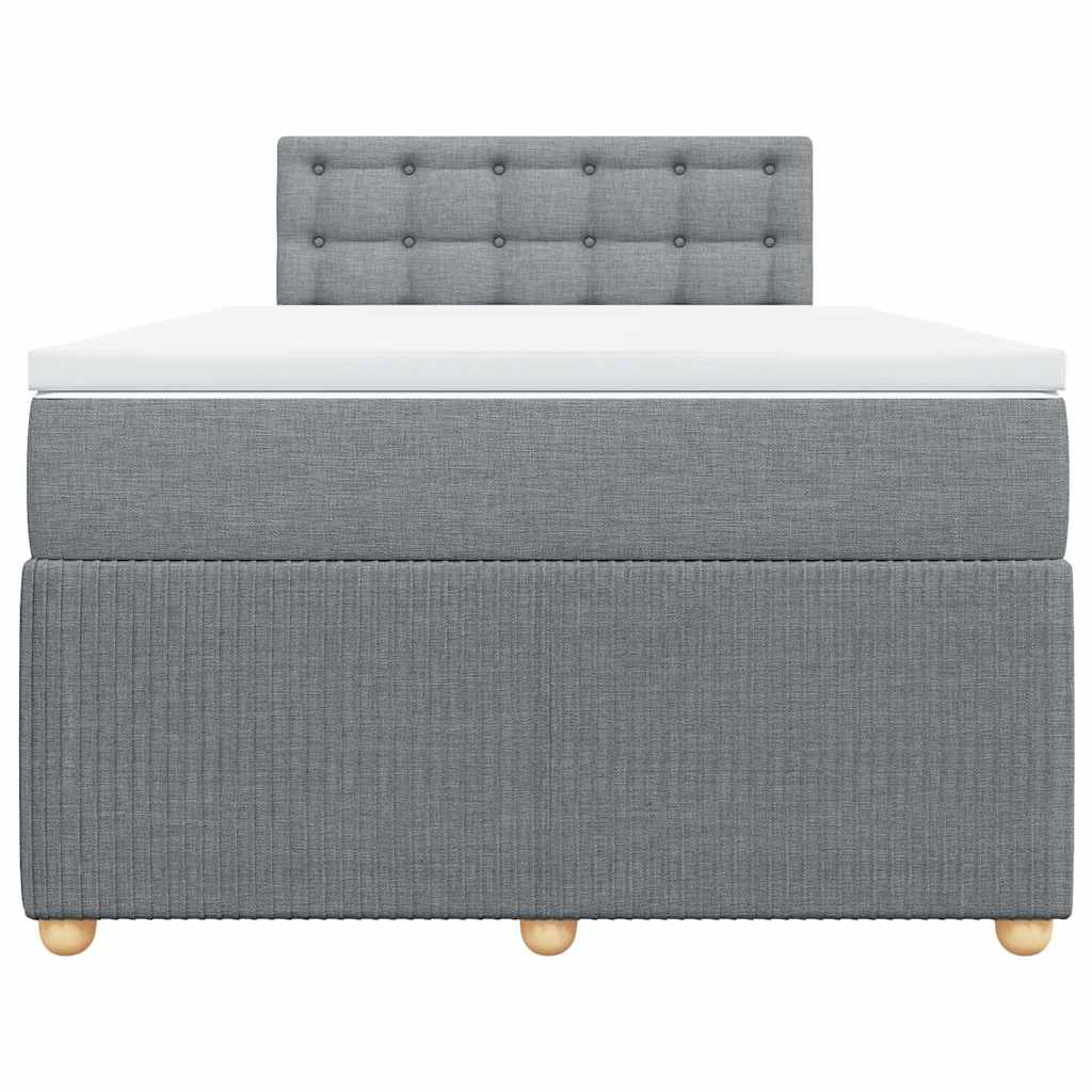 Κρεβάτι Boxspring με Στρώμα Ανοιχτό Γκρι 120x190 εκ. Υφασμάτινο - Pakobazaar