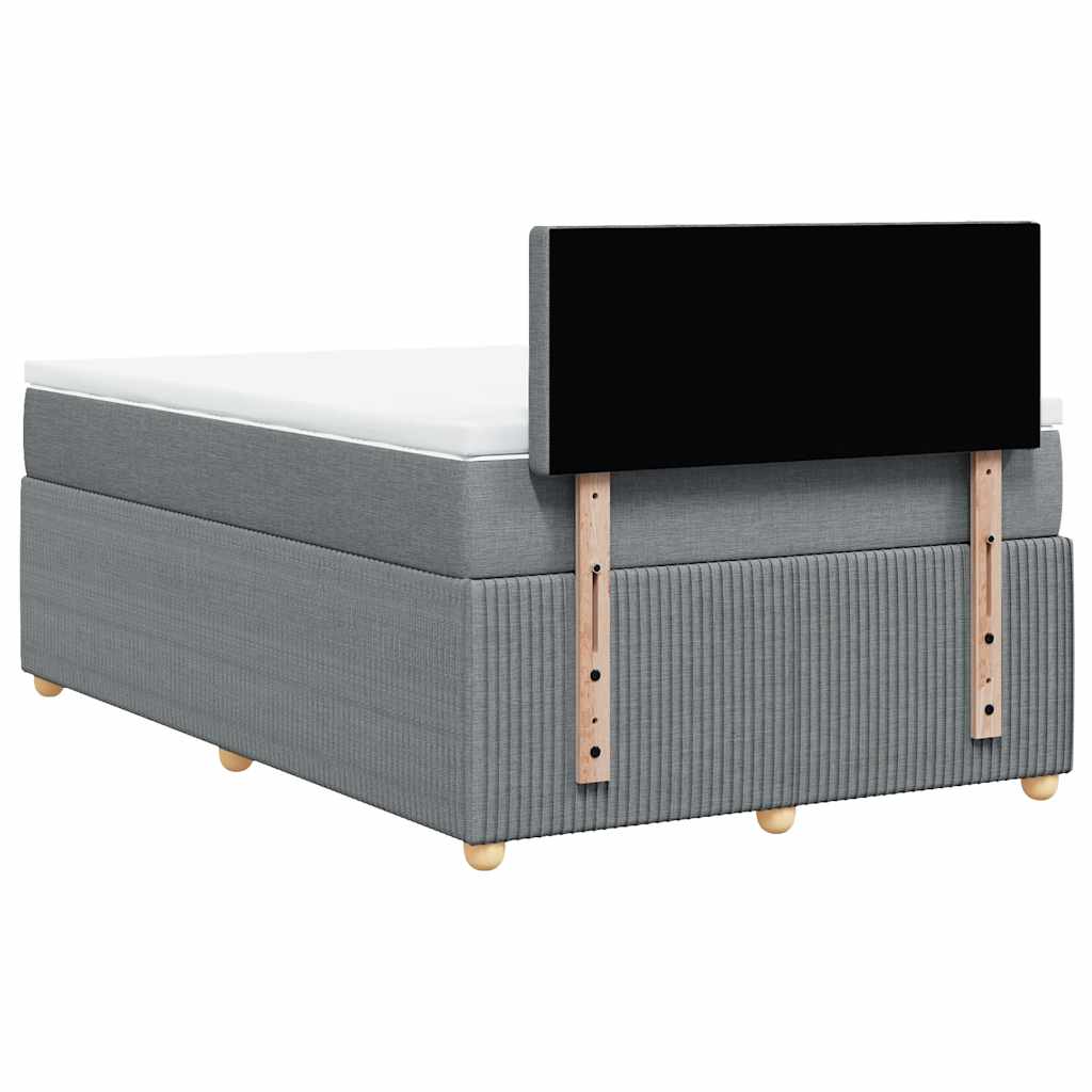 Κρεβάτι Boxspring με Στρώμα Ανοιχτό Γκρι 120x190 εκ. Υφασμάτινο - Pakobazaar