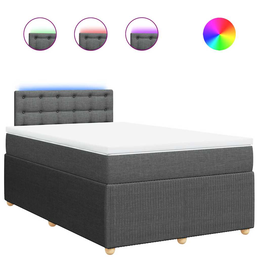 Κρεβάτι Boxspring με Στρώμα Σκούρο Γκρι 120x190 εκ Υφασμάτινο - Pakobazaar
