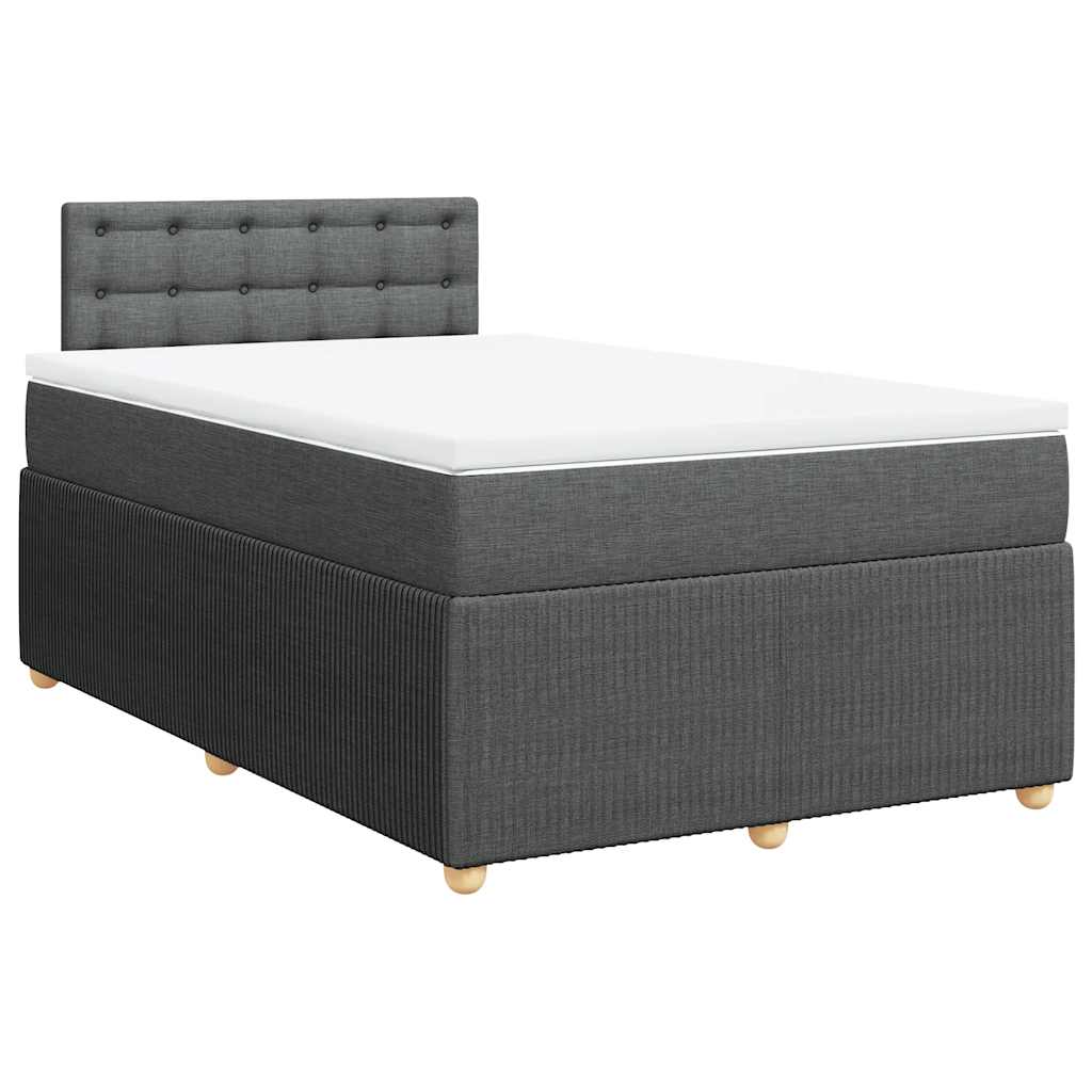 Κρεβάτι Boxspring με Στρώμα Σκούρο Γκρι 120x190 εκ Υφασμάτινο - Pakobazaar