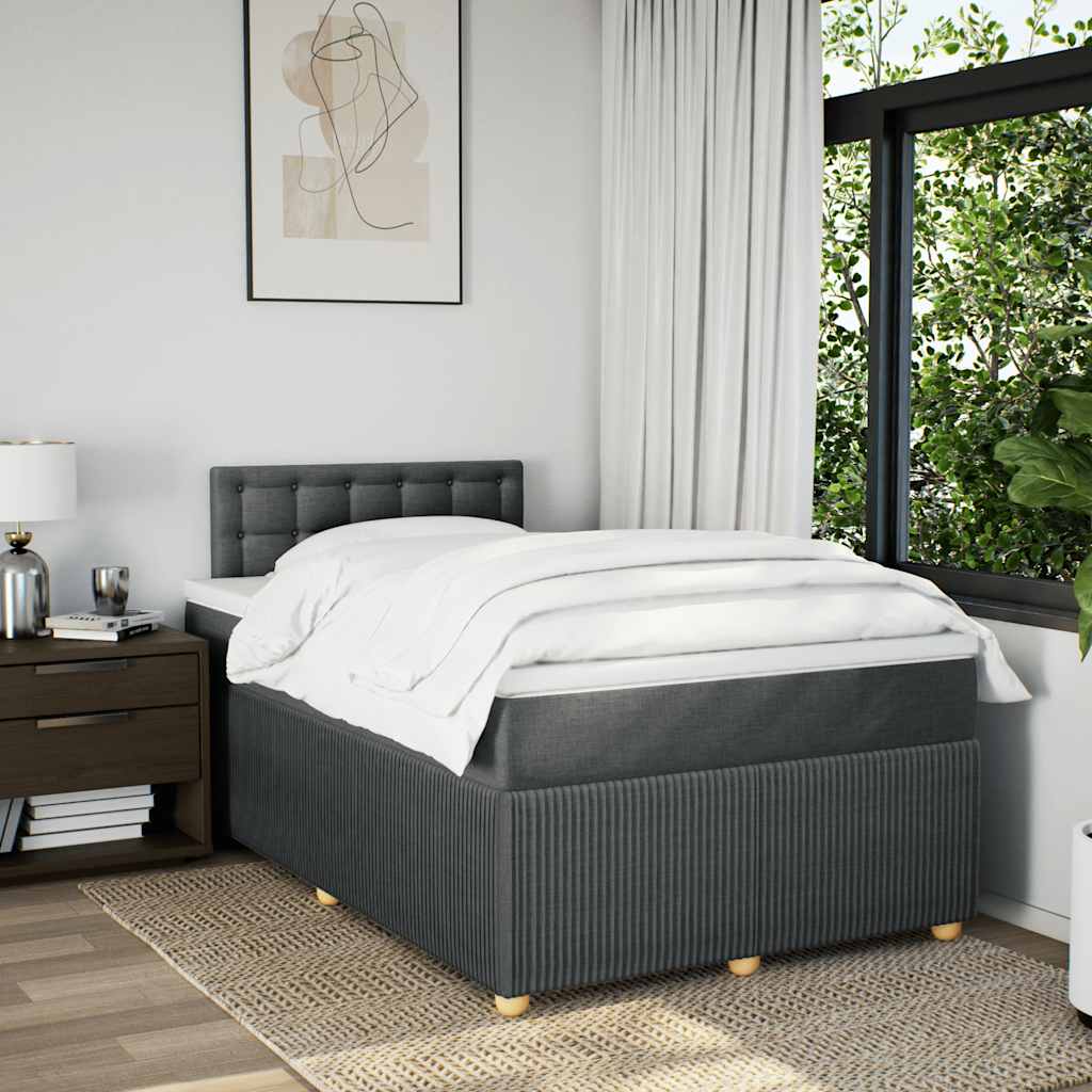 Κρεβάτι Boxspring με Στρώμα Σκούρο Γκρι 120x190 εκ Υφασμάτινο - Pakobazaar
