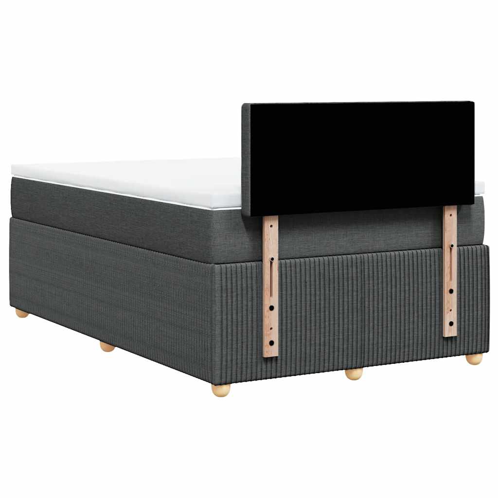 Κρεβάτι Boxspring με Στρώμα Σκούρο Γκρι 120x190 εκ Υφασμάτινο - Pakobazaar