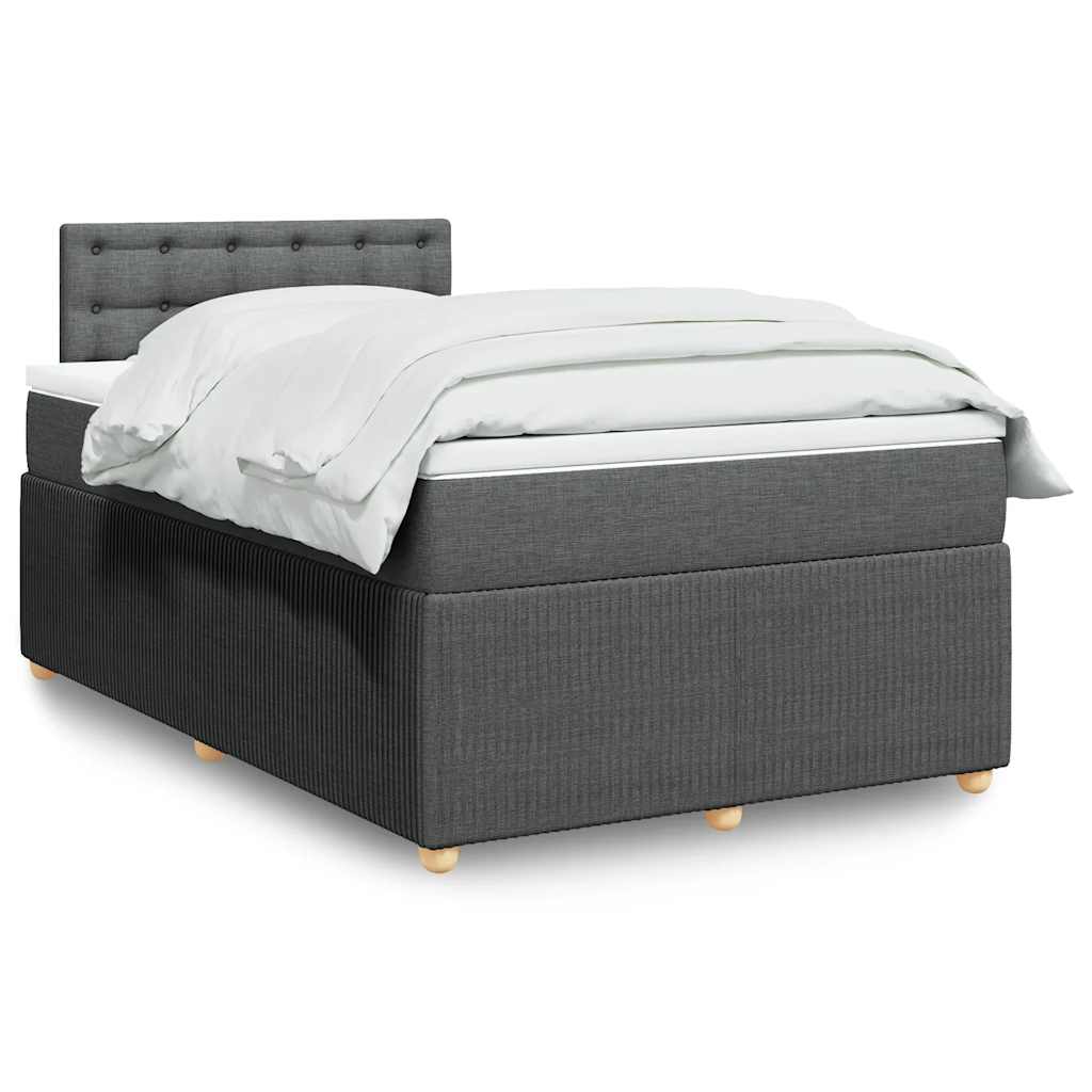 Κρεβάτι Boxspring με Στρώμα Σκούρο Γκρι 120x190 εκ Υφασμάτινο - Pakobazaar