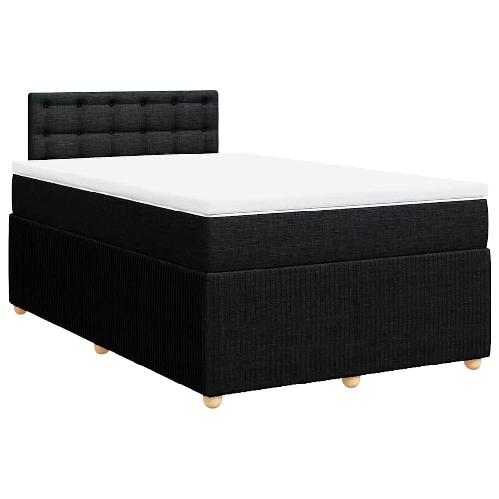 Κρεβάτι Boxspring με Στρώμα Μαύρο 120x190 εκ. Υφασμάτινο