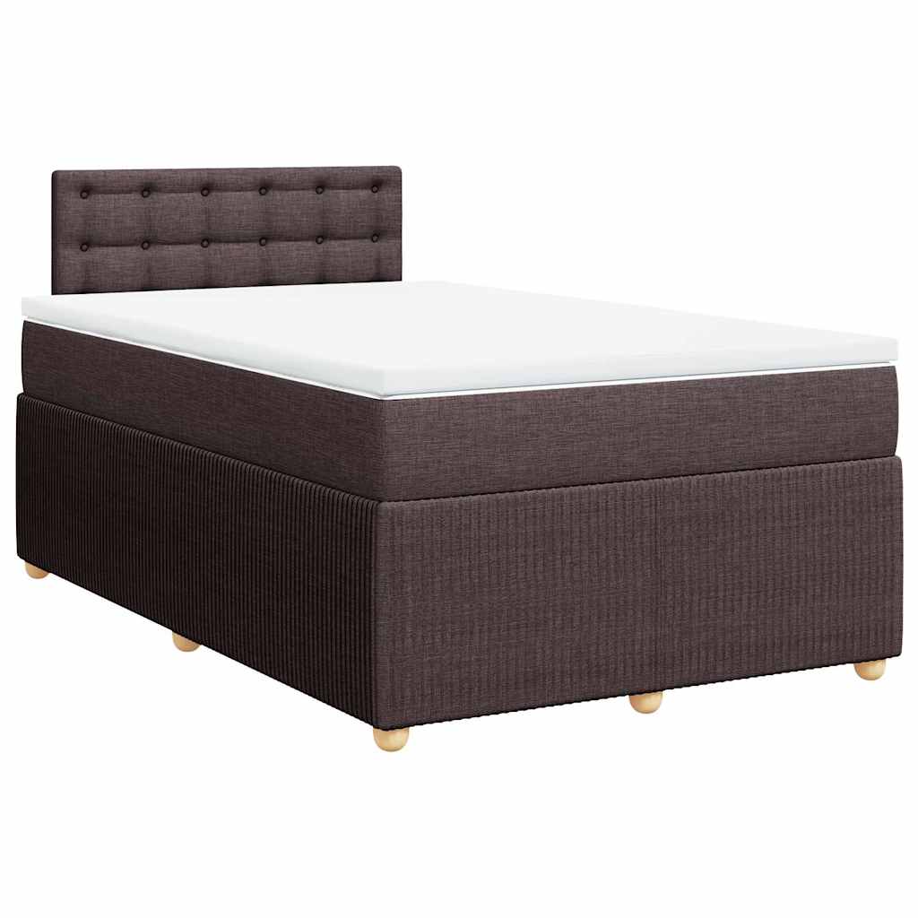 Κρεβάτι Boxspring με Στρώμα Σκούρο Καφέ 120x190 εκ Υφασμάτινο