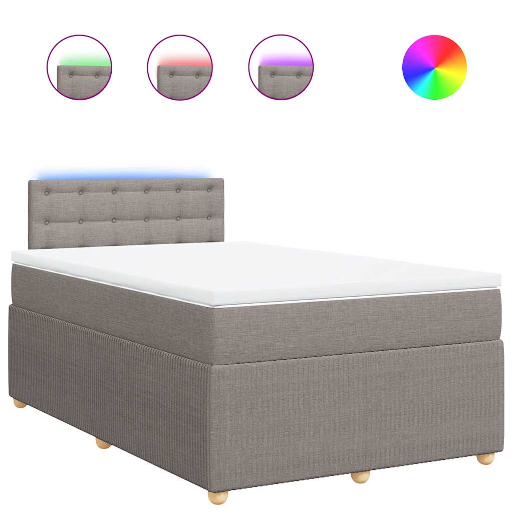 Κρεβάτι Boxspring με Στρώμα Taupe 120x190 εκ. Υφασμάτινο - Pakobazaar