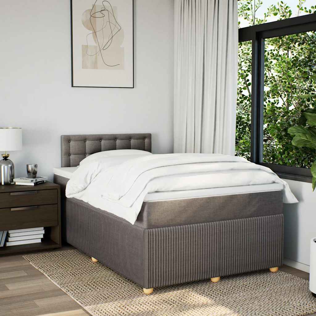 Κρεβάτι Boxspring με Στρώμα Taupe 120x190 εκ. Υφασμάτινο - Pakobazaar