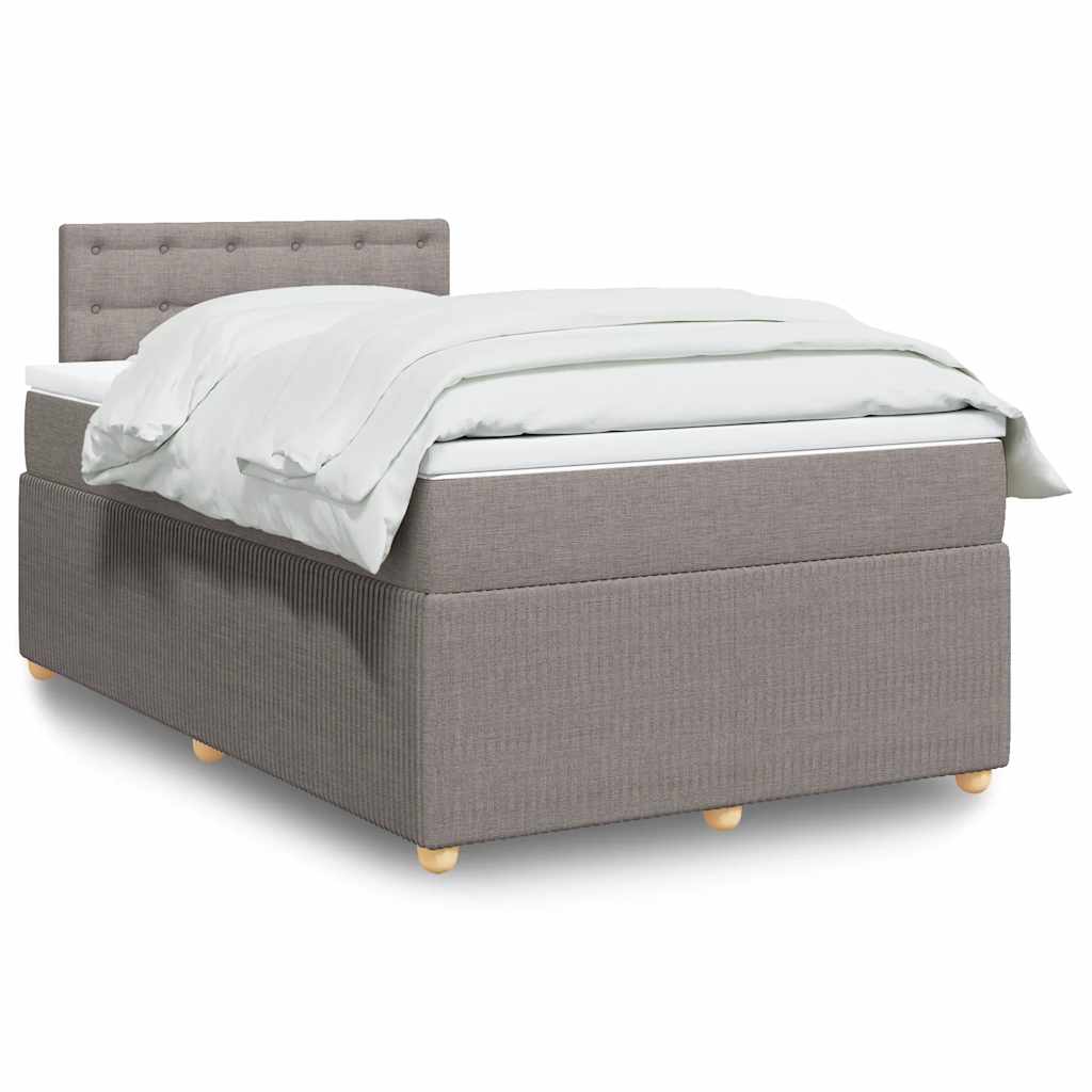 Κρεβάτι Boxspring με Στρώμα Taupe 120x190 εκ. Υφασμάτινο - Pakobazaar