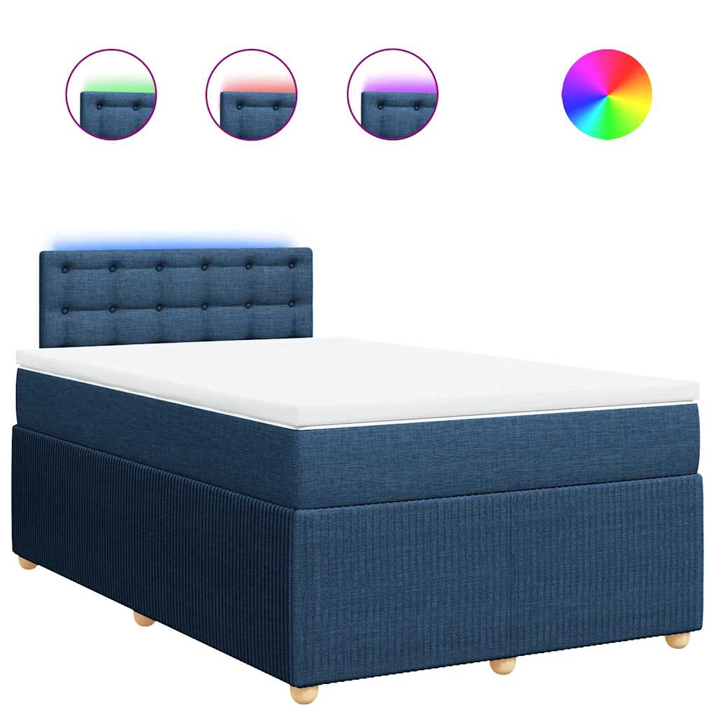 Κρεβάτι Boxspring με Στρώμα Μπλε 120x190 εκ. Υφασμάτινο