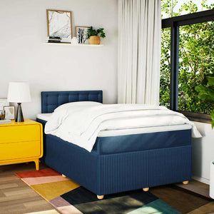 Κρεβάτι Boxspring με Στρώμα Μπλε 120x190 εκ. Υφασμάτινο