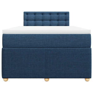 Κρεβάτι Boxspring με Στρώμα Μπλε 120x190 εκ. Υφασμάτινο