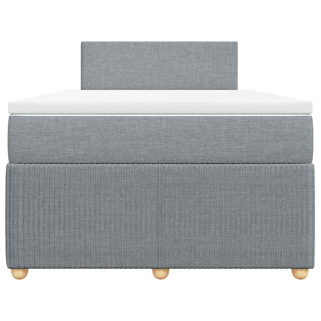 Κρεβάτι Boxspring με Στρώμα Ανοιχτό Γκρι 120x200 εκ. Υφασμάτινο - Pakobazaar