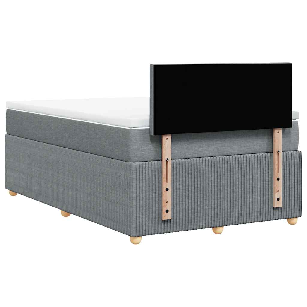 Κρεβάτι Boxspring με Στρώμα Ανοιχτό Γκρι 120x200 εκ. Υφασμάτινο - Pakobazaar