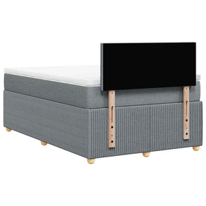 Κρεβάτι Boxspring με Στρώμα Ανοιχτό Γκρι 120x200 εκ. Υφασμάτινο - Pakobazaar