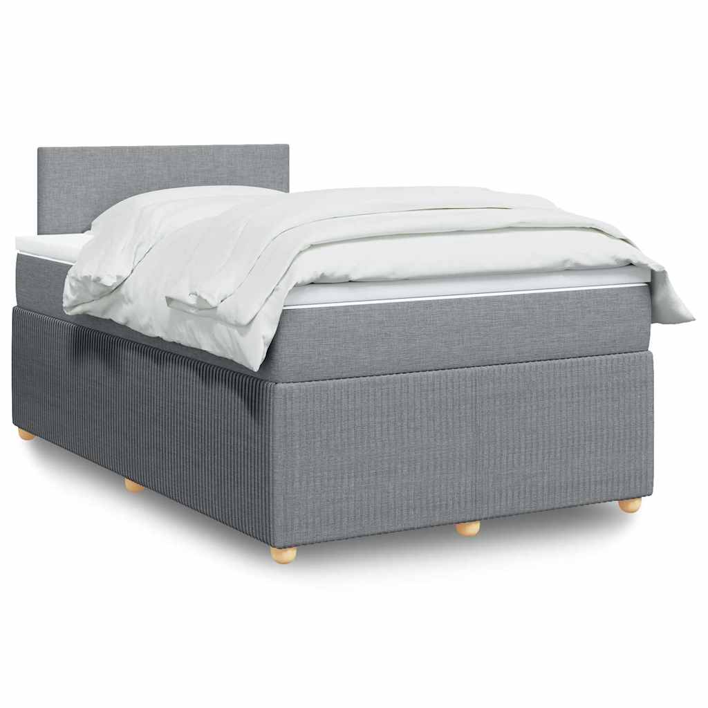 Κρεβάτι Boxspring με Στρώμα Ανοιχτό Γκρι 120x200 εκ. Υφασμάτινο - Pakobazaar