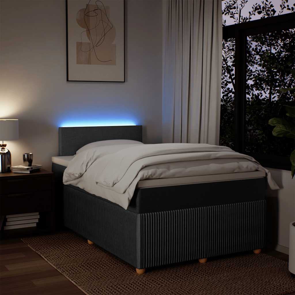 Κρεβάτι Boxspring με Στρώμα Σκούρο Γκρι 120x200 εκ. Υφασμάτινο - Pakobazaar