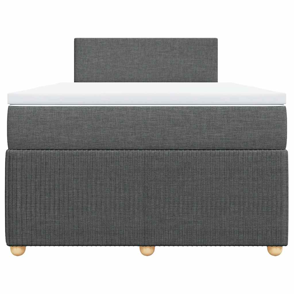 Κρεβάτι Boxspring με Στρώμα Σκούρο Γκρι 120x200 εκ. Υφασμάτινο - Pakobazaar